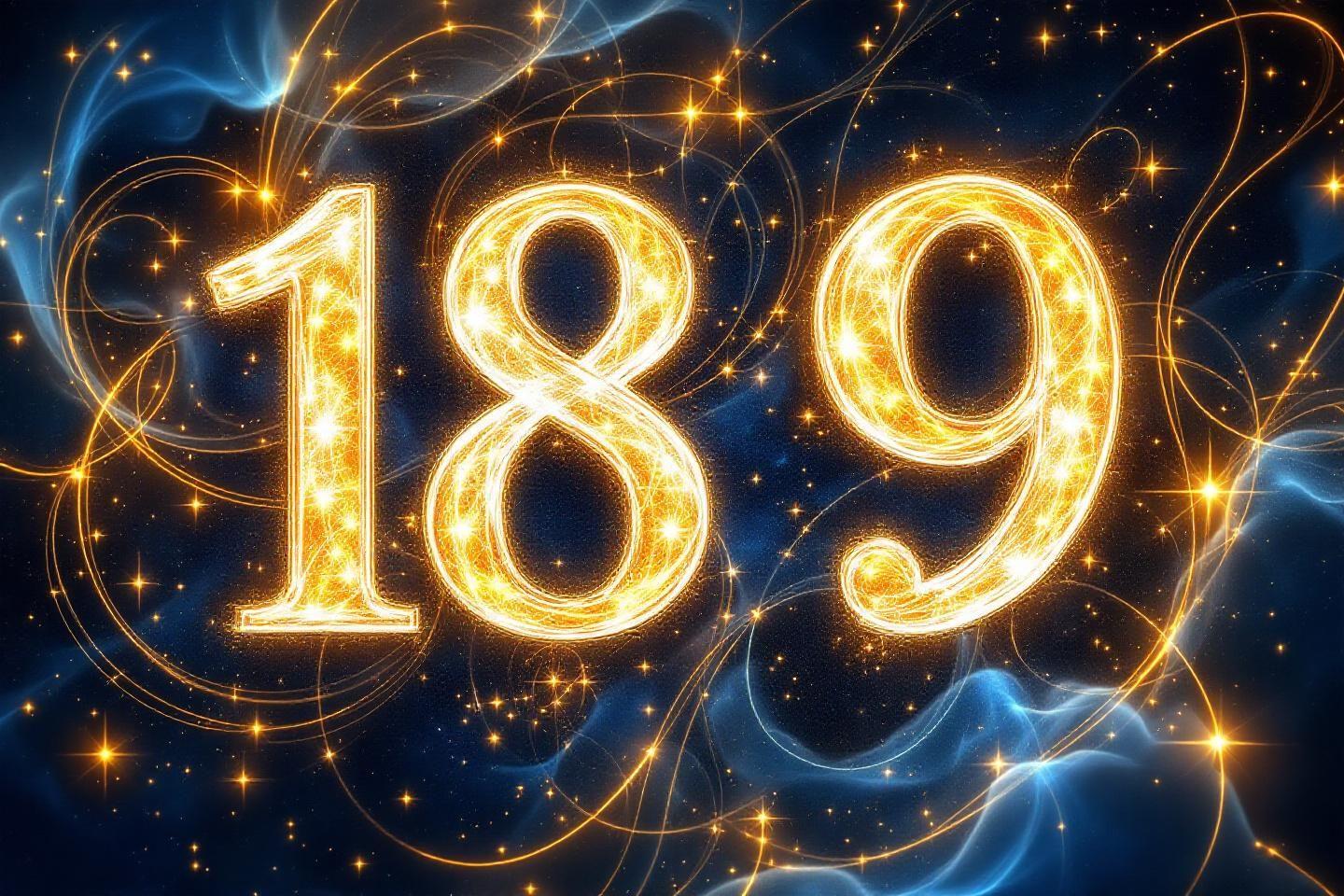 Num&eacute;ros 189 brillants entour&eacute;s d'&eacute;toiles et de lumi&egrave;res cosmiques