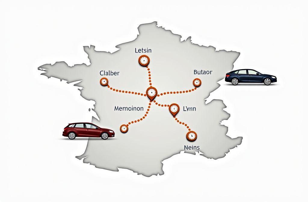 Distance Reims Lyon : calcul kilométrique, temps de trajet et itinéraires en voiture et train
