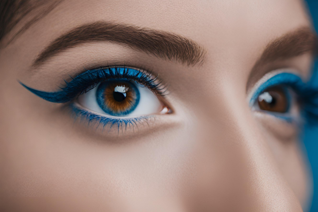 yeux marrons eyeliner bleu