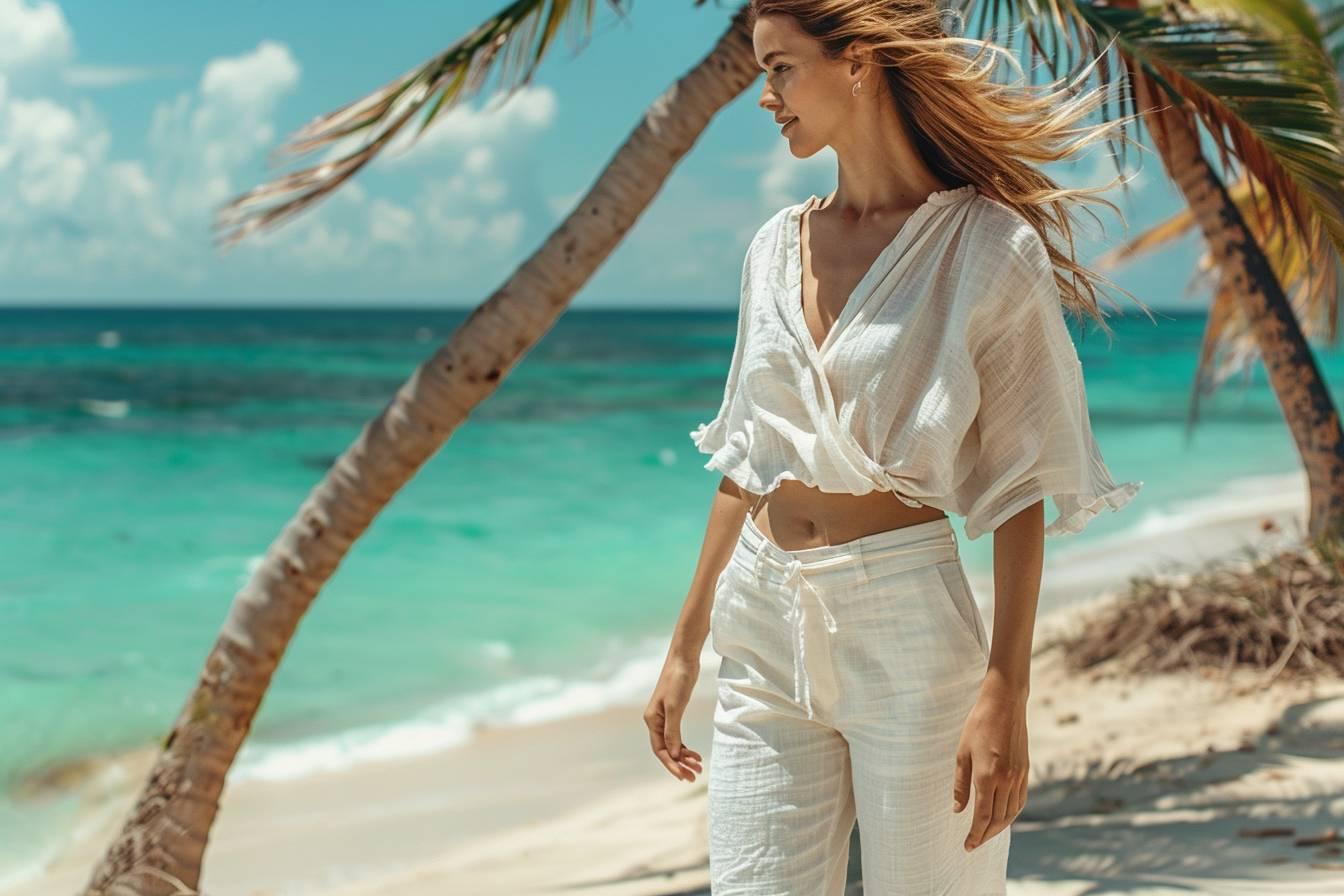 Pantalon blanc en lin pour femme : élégance estivale et confort naturel pour une tenue décontractée chic