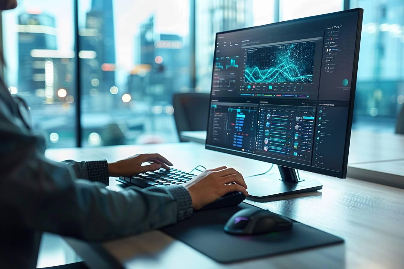Un homme utilise un ordinateur pour analyser des données financières complexes.