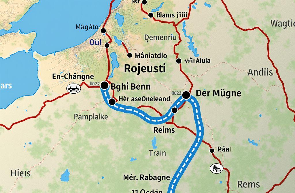 Trajet Reims Châlons-en-Champagne : distance, transport et itinéraire en Marne